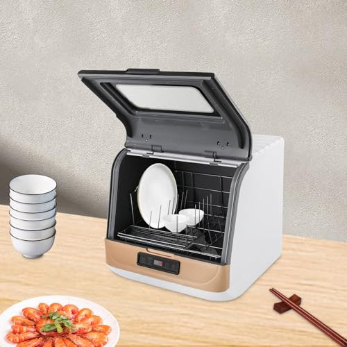 Mini Lave-vaisselle sur Plan de Travail, Portable et Sans Installation, 3 Modes (Rapide/Standard/Intensif), Commande Tactile, 220V 800W, Pour Petit Maison, Dortoir, Bateau, Camping-Car