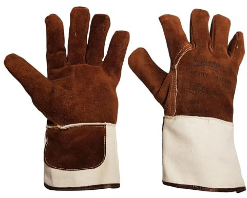 Cut Resistant Kevlar Gloves with Leather Palm Protection - Heavy Duty Safety Gloves for Work and Industrial Use (L)