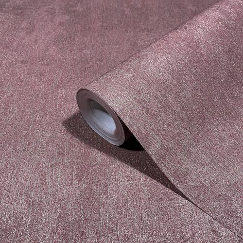 marburg Tapete Rot, Platin Metallic Putzoptik Betonoptik Vliestapete für Wohnzimmer oder Schlafzimmer Made in Germany 10,05 x 0,53m