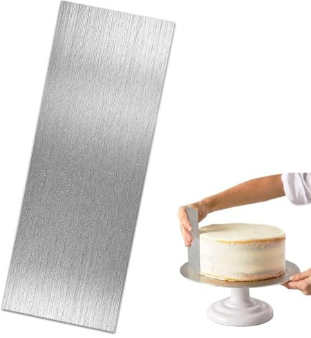 WeddHuis Lisseur,Grattoir à Gâteau,Acier Inoxydable,Crème au Beurre,Lisse,Glaçage,Mousse,Décoration,Cuisine,DIY,Spatule,Glacage,Spatule Coudée,Gateaux (22 x 7,8 cm) (Argent)