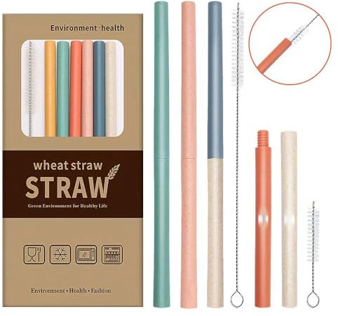 RUIQINGSANY 6 diverse cannucce riutilizzabili con spazzola per la pulizia per compleanno, matrimonio, Natale, feste, bar, latte, cocktail (0,5 cm x 19 cm)