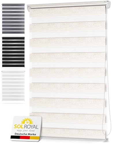 Sol Royal Tenda a Rullo Doppio Strato per finestre - SolDecor DL2 65x150 Installazione Senza Trapano - Veneziana avvolgibile - Effetto Lino