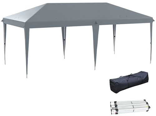 Outsunny Gazebo Pieghevole 6x3 Pop Up con Altezza Regolabile in 3 Livelli e Borsa da Trasporto, Gazebo da Esterno Resistente in Acciaio e Tessuto Oxford, per Giardino, Feste, Campeggio, Grigio Chiaro