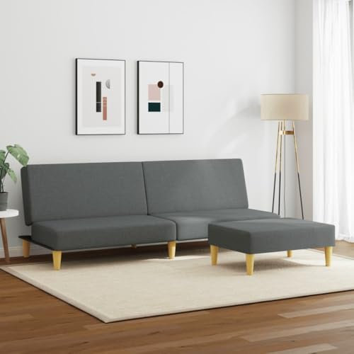 Xichuzi Schlafsofa 2-Sitzer mit Fußhocker Dunkelgrau Stoff, Loungesofa, Sofas & Couches, Relaxsofa, Couch für Wohnzimmer, 3216225