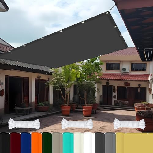 Tenda a Vela Ombreggiante Rettangolare 3 x 4 m Impermeabile Impermeabile Rettangolare con Occhielli Protezione Raggi UV HDPE Tenda Parasole per Piscina Domestico, Grigio Scuro