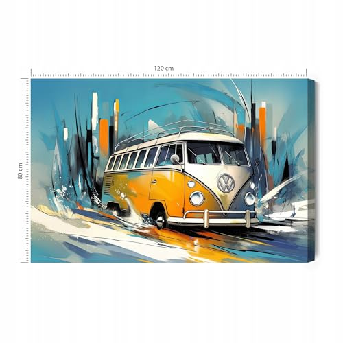 Printonia Wandbild m Leinwandgemalde Bild Leinwandbild VW Transporter T1 Bus Bulli Samba 120x80