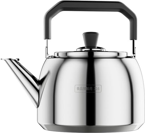 TUKRPQMRI Bouilloire à thé for cuisinière, bouilloire sifflante, acier inoxydable 316 for cuisinières à induction/gaz/électriques, céramique/halogène, miroir/mat-mat || 5 L/1019(Mirror finish,6L)