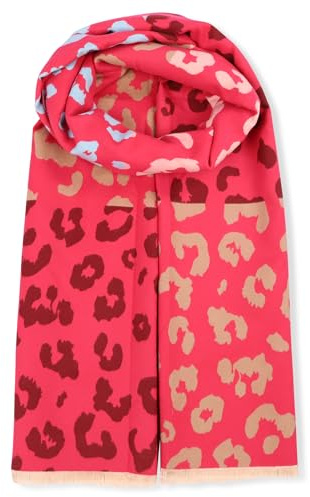 malito - Damen Schal 100% Viskose - Pashmina Stil Herz Leo Sterne Ornamente - zeitloser Winterschal modern & atmungaktiv - basic Überwurf Stola S606 - (Leo-pink-hellblau)