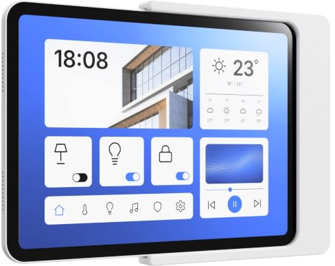 Cleverstation Support Mural Tablette pour iPad Mini 2/3 gén (7,9 Pouces, 2013/2014) - Fixation Ultra-Plate et sur Mesure pour Écran Domotique et Tableau de Bord - Passe-Câble Intégré - Blanc