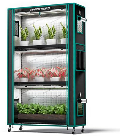 MARS HYDRO 2025 Plant Stand with Grow Lights,4-Tier Plant Shelf with 6 Full Spectrum LED Lamps (150W, 3ft) & Grow Tent | for Vegetables, Seedlings, Plant Growth | 5000K, 37×14×59''