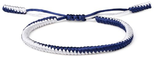 XIANNVXI Blau Weiß Verflechtung Armband Damen Geflochten Armbänder Damen Surfer Armband Blau Weiße Segeltau Armband Stoff Tibetisches Glücksarmband Handgefertigt Verstellbares Armbänder Männer