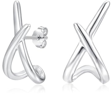 Loutade Ohrstecker Silber 925, 925 Sterling Silber X Form Ohrringe Stecker | Hypoallergene Zierliche Kleine Funkelnd Cubic Zirkonia Knorpel Schlafen Ohrringe Stecker Geschenke für Damen Frauen
