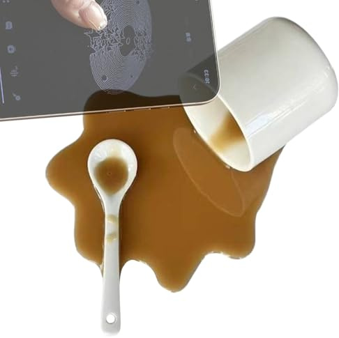 Telefonständer für den Schreibtisch – verschütteter Kaffee-Design, Handy-Halterung, lustiges Büro-Schreibtisch-Zubehör, niedliches Smartphone-Dock zum Streamen, Lesen, Filme schauen, Nachttisch