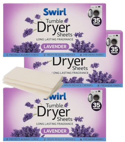 3 PACK x 35 Sheet per pack Swiŕl Lavender Tumble Dryer Laundry Sheets (Lavender)