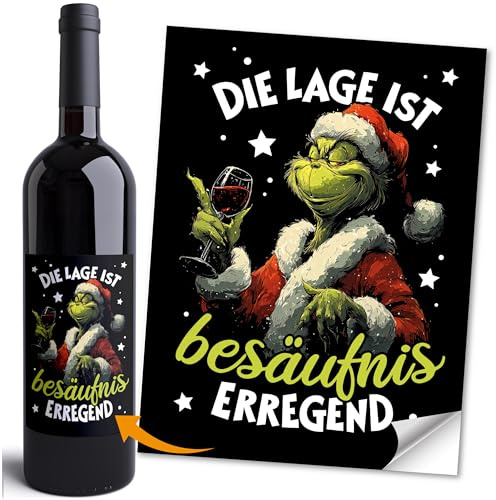MoonWorks® Weinetikett Weihnachten Flaschenaufkleber Flaschenetikett – XMAS Deko für Flaschen Weiss unisize