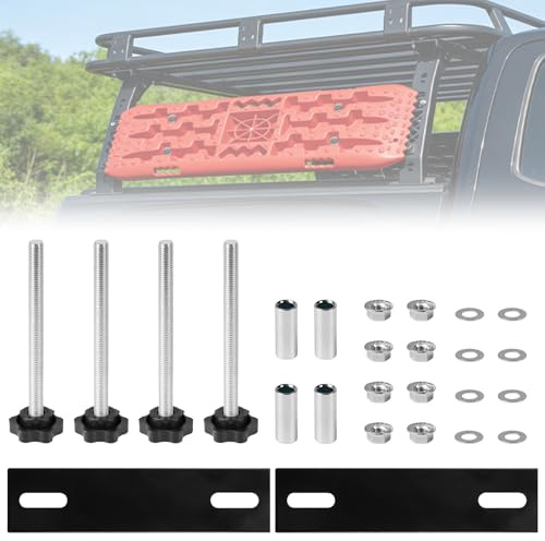EXLECO 2er Sandbleche Halterung Zubehör, Sandboards Offroad Zubehör, Anfahrhilfe Offroad Befestigung für Wohnmobil Traktionsmatte Einbausatz für Auto Dachträger Dachkorb Gepäckablage