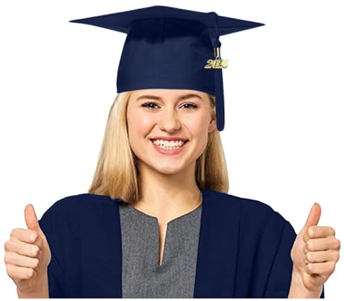 Graduation Hat, 2026 Academic Mortar Board Mortar Board Graduation Hats for Adults 1 Piece Hat with 2026 Tassel Party for High School University Party Ceremony Navy