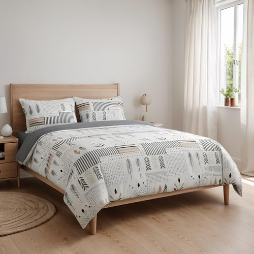 Etrexonline Juego de Funda Nórdica 3 Piezas Cama 150 Microfibra Extra Suave Transpirable - 1 Funda Edredón 220x240 cm y 2 Fundas de Almohada 50x75 cm (Geometricas)