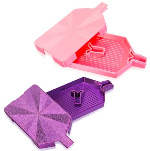 2 Pcs Diamond Art Tray, 3D Printed Diamond Art Trays with Lid, PLA Pink & Purple Rhinestone Storage Tray for 5D Diamond Painting DIY Crafts