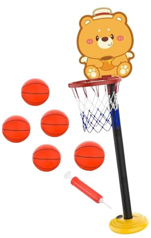 QLoztyse Set da Basket Portatile per Bambini con Gioco di Lancio, Giallo