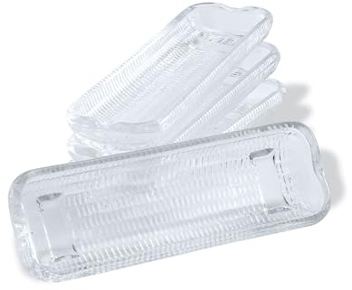HIC Kitchen Corn Dishes, Pressed Decorative Glass, Set Of 4, For Serving Corn On The Cob, Catching Butter Drips, And Holiday Entertaining