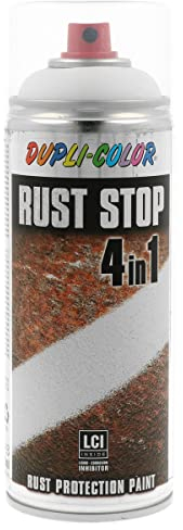 DUPLI-COLOR RUST STOP 400 ml RAL 9010 Reinweiß, seidenmatt, schnelltrocknend, Schutz vor Korrosion, hochdeckend, wetterfest, ideal für Metalloberflächen