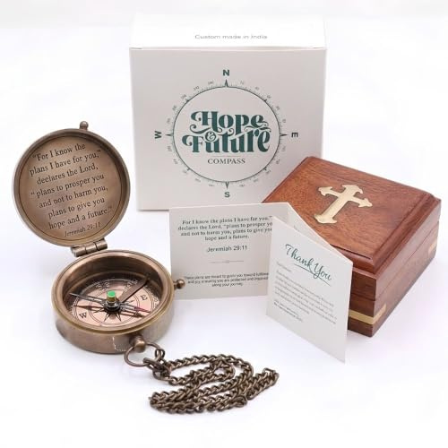 For I Know The Plans I Have For You, Jeremiah 29:11, Solid Brass Directional Engraved Compass, Baptism Gifts for Boys Girls, First Communion, Christian Gifts for Men, First Confirmation Gifts for Boys