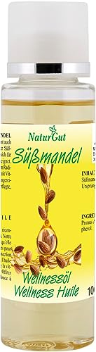 NaturGut Massageöl Süssmandel 100 ml für Frauen und Männer Wellness & Beauty - entspannende Ganzkörperpflege - für Body Gesicht Haut Hände Nägel und Haare - mit Vitamin E