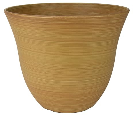 Classic Home and Garden Honeysuckle Resin Planters - Lightweight Indoor & Outdoor Plant Pots - UV-Resistant Plastic Flower Pots - Pot Planters for Flowers & Herbs (15 Bamboo)