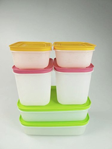 Tupperware con contenitore di ghiaccio di cristallo 1,0l (2) + 1,1L (2) Bianco Rosa + 450ml (2) P 21725