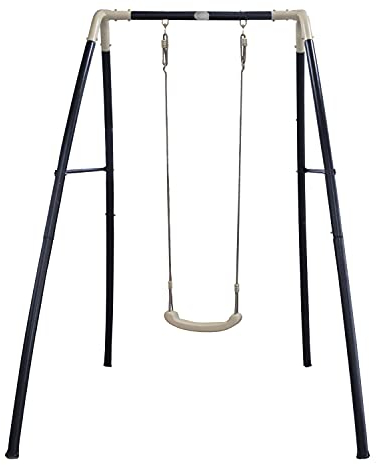 AXI Schaukel aus Metall in Anthrazit & Creme | Einzelschaukel mit Gestell für Kinder/Kinderschaukel | Schaukelgestell für den Garten
