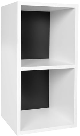 FineBuy Standregal 30x30x60 cm Schwarz, Bücherregal Schmal mit 2 Fächern | kleines Regal für Bücher und Deko, Ablageregal für Wohnzimmer, Bad und Flur, freistehend, pflegeleichte Oberfläche