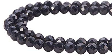 PH PandaHall 2 Stränge 400 Stück Natural Black Spinell Perlen Facettierten Perlen Runde Edelsteinperlen Abstandsperlen für die Schmuckherstellung Armbänder Halsketten, 2mm, Loch: 0,5 mm