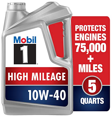 Mobil 1 High Mileage Full Synthetic Motor Oil 10W-40, 5 Quart