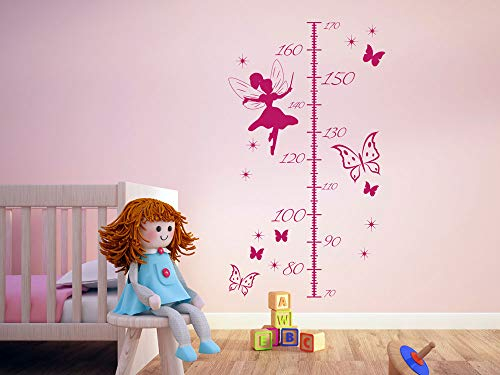 GRAZDesign Wandsticker Babyzimmer Deko Messlatte Kind Maßband, Wachstumsmesser Kinderzimmer Feen und Elfen, Wandtattoo Mädchen / 100x57cm / 042 Flieder