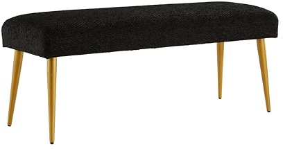 Ball & Cast Banco tapizado para la Entrada, Banco para el Final de la Cama, Banco-Taburete Negro para el Dormitorio con Asiento Acolchado y Patas de Metal, Negro