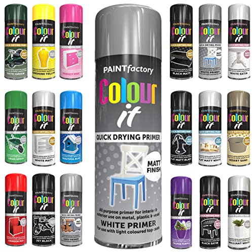 Classic Signature - 1 x All Purpose White Primer Aerosol Spray Paint 250ml Quick Drying Spray, Fast Dry and Excellent Coverage for Wood, Metal, Plastic and more
