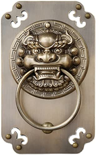 Messing Löwenkopf Löwe Türklopfer Vintage Rustikaler Zugring Türgriff Runder Zugring Dekorativer Klopfer Für Schränke Schubladen Truhen Schränke Türen-12*18cm