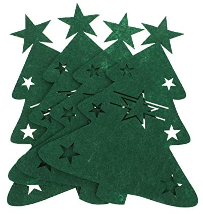 ifundom 4pcs Weihnachten Bestecktasche Tannenbaum Besteckhalter Grün Weihnachtsbaum Besteckbeutel Christbaum Besteckhülle Tanne Messer Geschirr Tasche Beutel Tischdeko Weihnachtsdeko