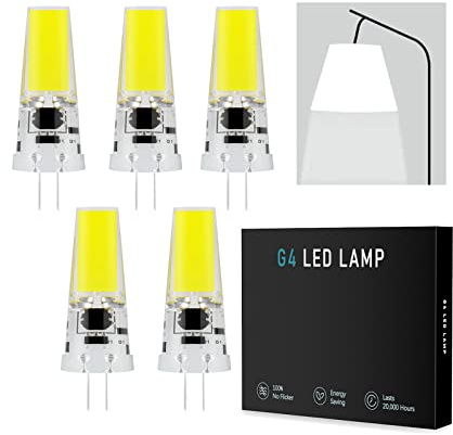 G4 LED Lampadina, 5W g4 Bulb,450 Lumen, DC 12-24V, 360 ° Angolo di Luce, Dimmerabile LED G4 Lampadina，Senza Flash (Color : Bianco Freddo, Size : 5 Pack)