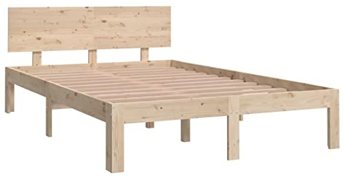 vidaXL Estructura de Cama Somier Dormitorio Matrimonial Base Habitación Muebles Mobiliario Hogar Cuarto Descanso Madera Maciza 120x190 cm
