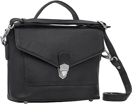 STILORD 'Fallon' Vintage Handtasche Leder Damen Schultertasche mit abnehmbaren Gurt Umhängetasche zum Ausgehen Shopping 9.7 Zoll Echtleder, Farbe:schwarz