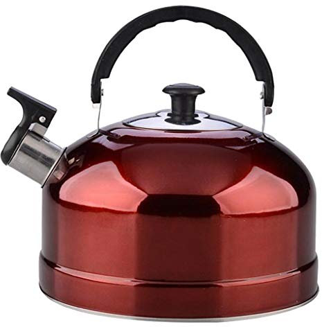 Outdoor Camping Edelstahl Flötenkessel Küche Teekanne Rot 4L