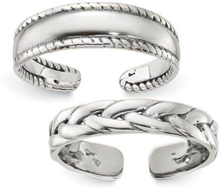 925 Sterling Silber poliert und 2 Stück Zehenringe Schmuck Geschenke für Frauen, Metall