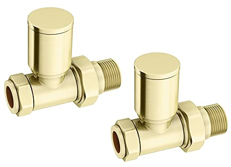 Brushed Brass Straight Radiator Valve Pair