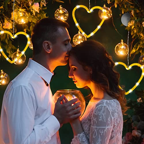 APODESS 3stk Lichterkette Herzen Hochzeit Deko Led Herz Zum Aufhängen Lichterkette Batterie Fensterbeleuchtung Ganzjährig für Valentinstag Dekorationen Weihnachten Warmweiß