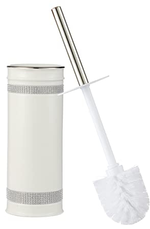 Motifeur Badezimmer-Zubehör Keramik Toilettenbürste Set - WC-Bürste und Halter (Strass, weiß)