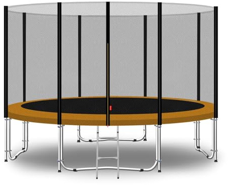 Baunsal® Trampolin Outdoor Ø 305 cm (EXD) orange als Komplettset mit Federabdeckung, Sprungmatte, Netz und Leiter - Gartentrampolin Spielzeug für Kinder