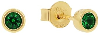 s.Oliver Ohrstecker 925 Sterling Silber Damen Ohrschmuck, mit Zirkonia synth., 0,4 cm, Gold, Kommt in Schmuck Geschenk Box, 2036877