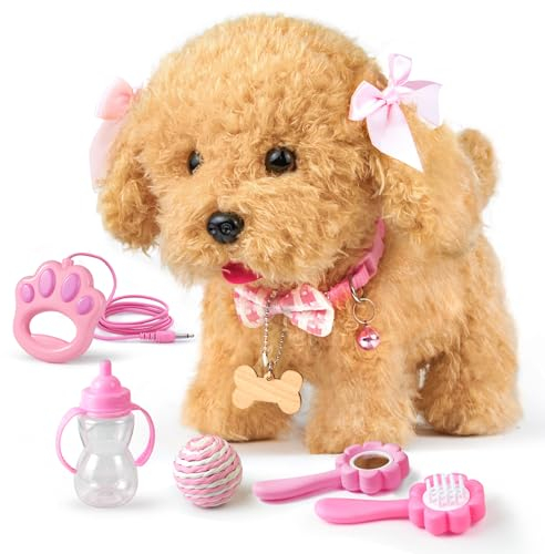 Stimmungs Interaktives Haustier Hund mit Funktion für Kinder,Spielzeug PlüschtierHund mit Gehen,Bellen,Schwanzwedeln,Elektronisches Haustier Hund für Kleinkinder Mädchen Junge